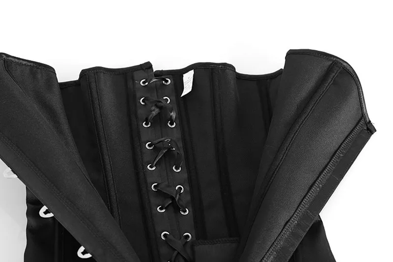 S-6XL Satin Women's Long Torso Corset Lace Up Overbust Punk Style Bustier Everyday Club Wear Dress Plus Size Black