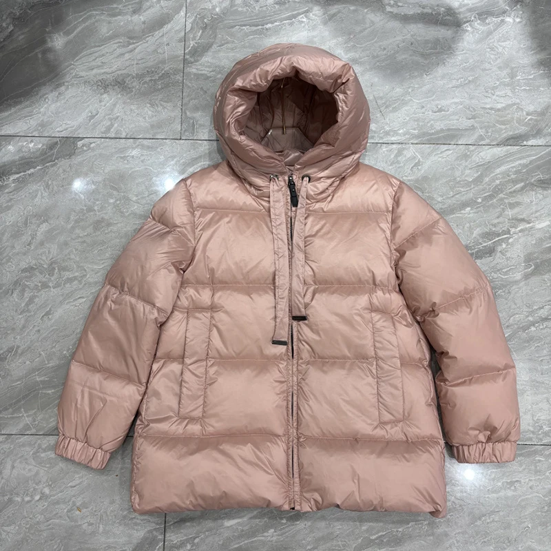 Schinteon Women Down Jacket Casual Autumn Winter Outwear with Hood Thick Warm White Duck Down Luxurious Coat 2025 New