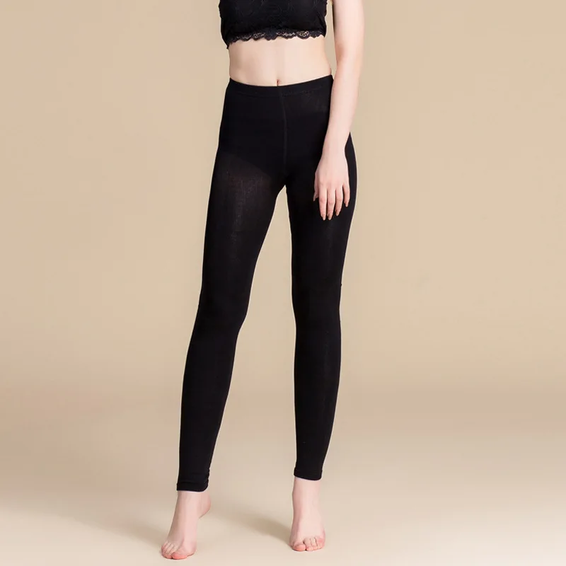 Birdtree Women High Waist Leggings 50%Silk 30%Cotton 20%Spandex Solid Slim Thicken Leggings Bottoming Pants 2026 New B37126QC