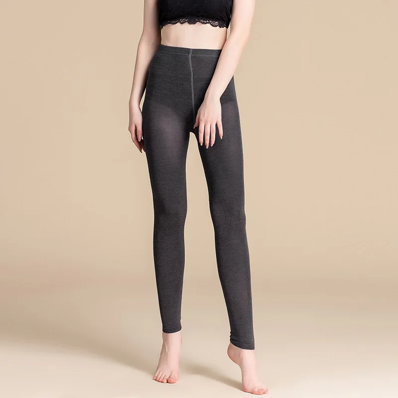 Birdtree Women High Waist Leggings 50%Silk 30%Cotton 20%Spandex Solid Slim Thicken Leggings Bottoming Pants 2026 New B37126QC