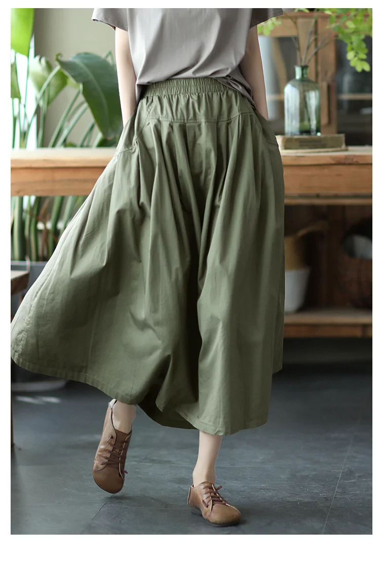 Amax LuluE 2025 Japan Summer Streetwear Fashion Women Khaki A-Line Skirts Ladies Elastic Casual Long Skirt Girls Vintage Clothes