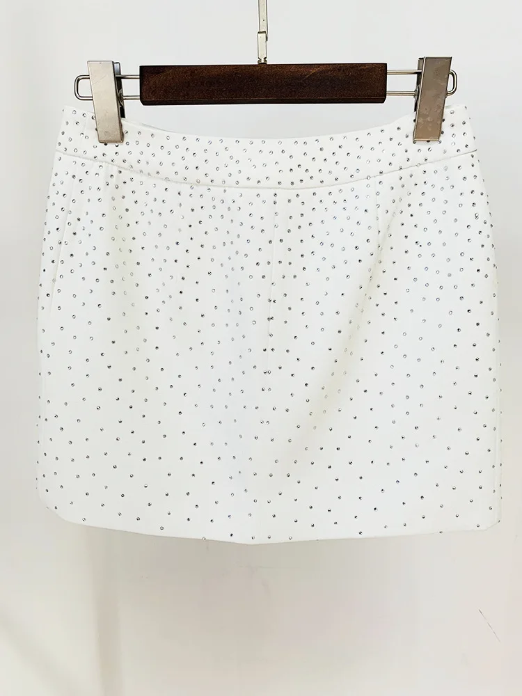 HIGH STREET 2026 Newest Fashion Designer Skirt Women's Slim Fit Rhinestone Diamonds Beaded Skirt