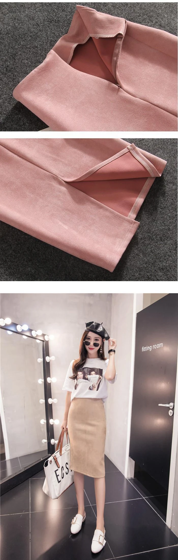 Winter Sexy Bodycon Suede Skirts 2025 Fashion Knee Length High Waist Office Skirt Korean Women Clothes Elegant Slim Pencil Skirt