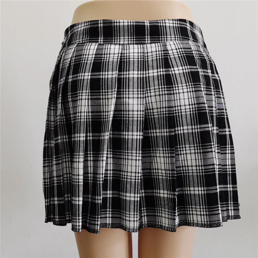 Red Pleated Skirts Streatwear plaid Side Button skirt womens Casual Mini Skirt All Match Women Short Skirt Fashion Tartan