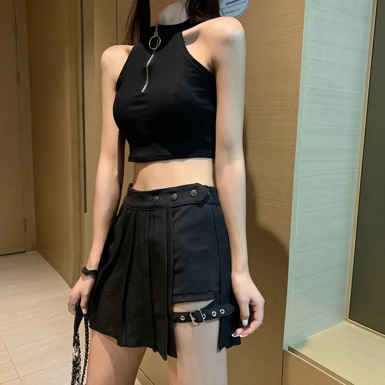 Red Pleated Skirts Streatwear plaid Side Button skirt womens Casual Mini Skirt All Match Women Short Skirt Fashion Tartan