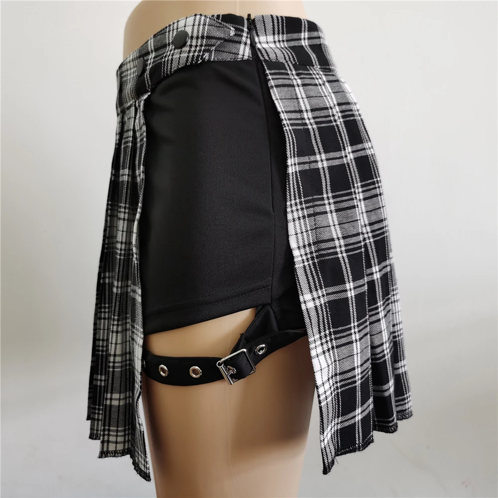 Red Pleated Skirts Streatwear plaid Side Button skirt womens Casual Mini Skirt All Match Women Short Skirt Fashion Tartan