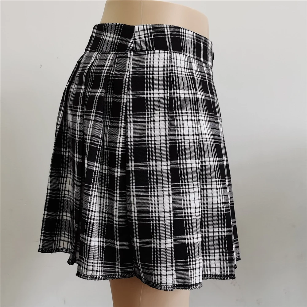 Red Pleated Skirts Streatwear plaid Side Button skirt womens Casual Mini Skirt All Match Women Short Skirt Fashion Tartan