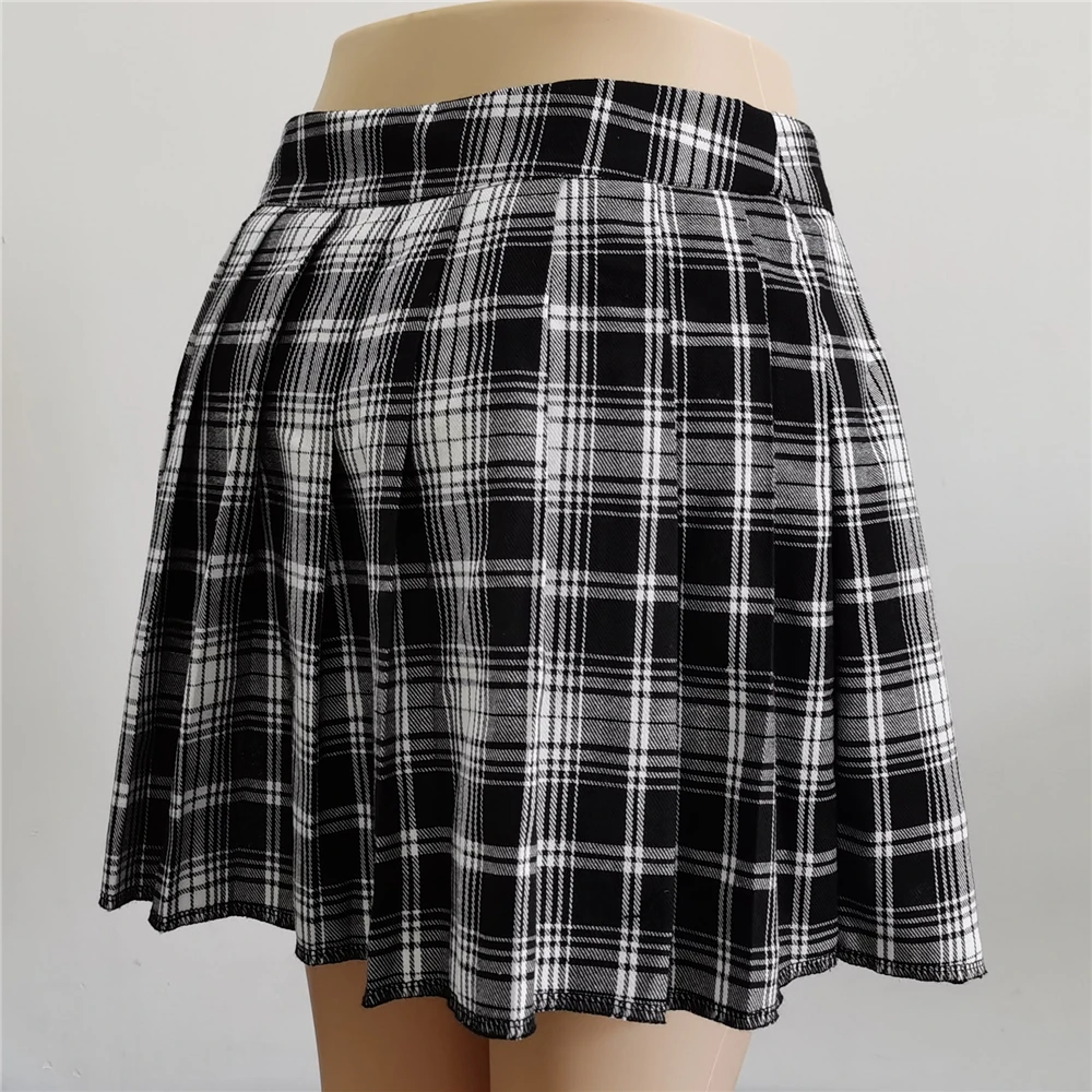 Red Pleated Skirts Streatwear plaid Side Button skirt womens Casual Mini Skirt All Match Women Short Skirt Fashion Tartan