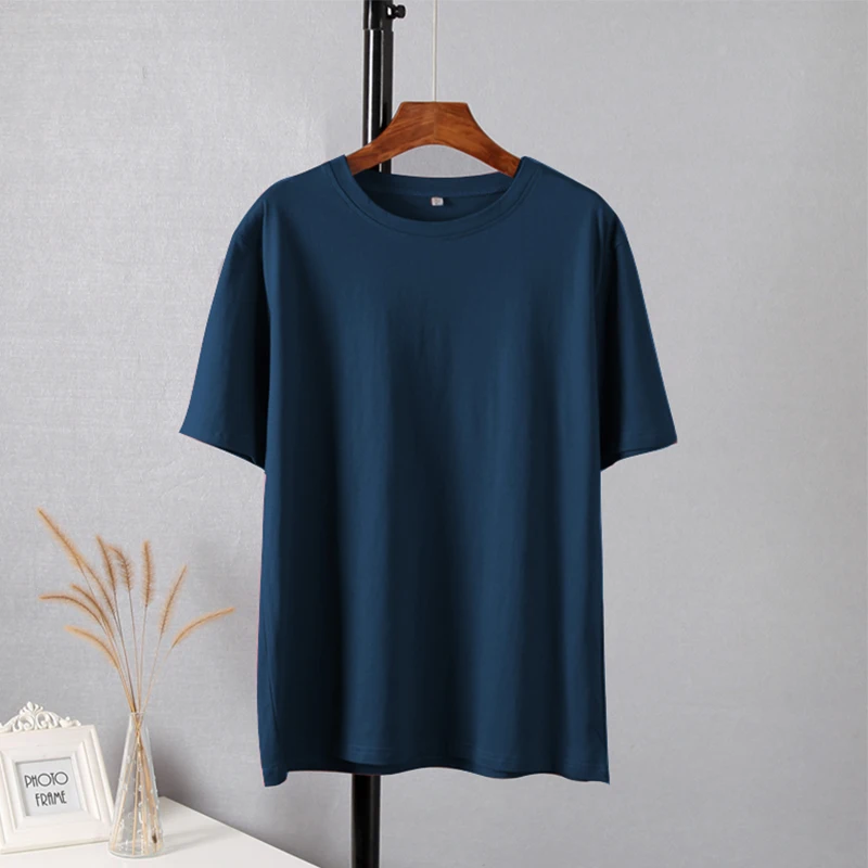 Hirsionsan Trendy 100% Cotton T Shirts for Women Summer Soft O-neck Short Sleeve Solid Tees Female Simple Loose Streetwear Tops
