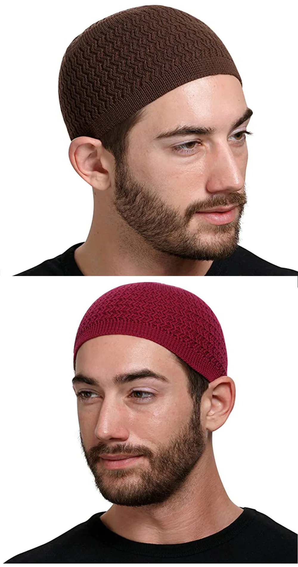 Winter Knitted Muslim Men Prayer Hats Warm Male Beanies Cap Islamic Ramadan Jewish Kippah Homme Hat Men's Wrap Head  Cap