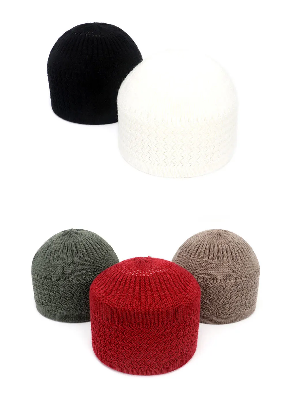 Winter Knitted Muslim Men Prayer Hats Warm Male Beanies Cap Islamic Ramadan Jewish Kippah Homme Hat Men's Wrap Head  Cap
