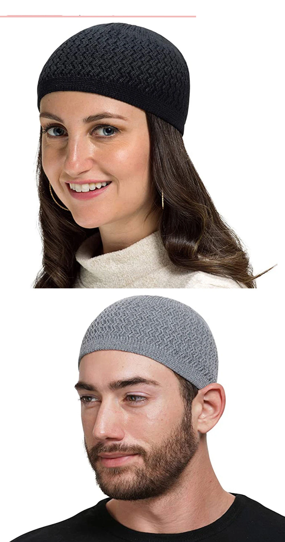 Winter Knitted Muslim Men Prayer Hats Warm Male Beanies Cap Islamic Ramadan Jewish Kippah Homme Hat Men's Wrap Head  Cap
