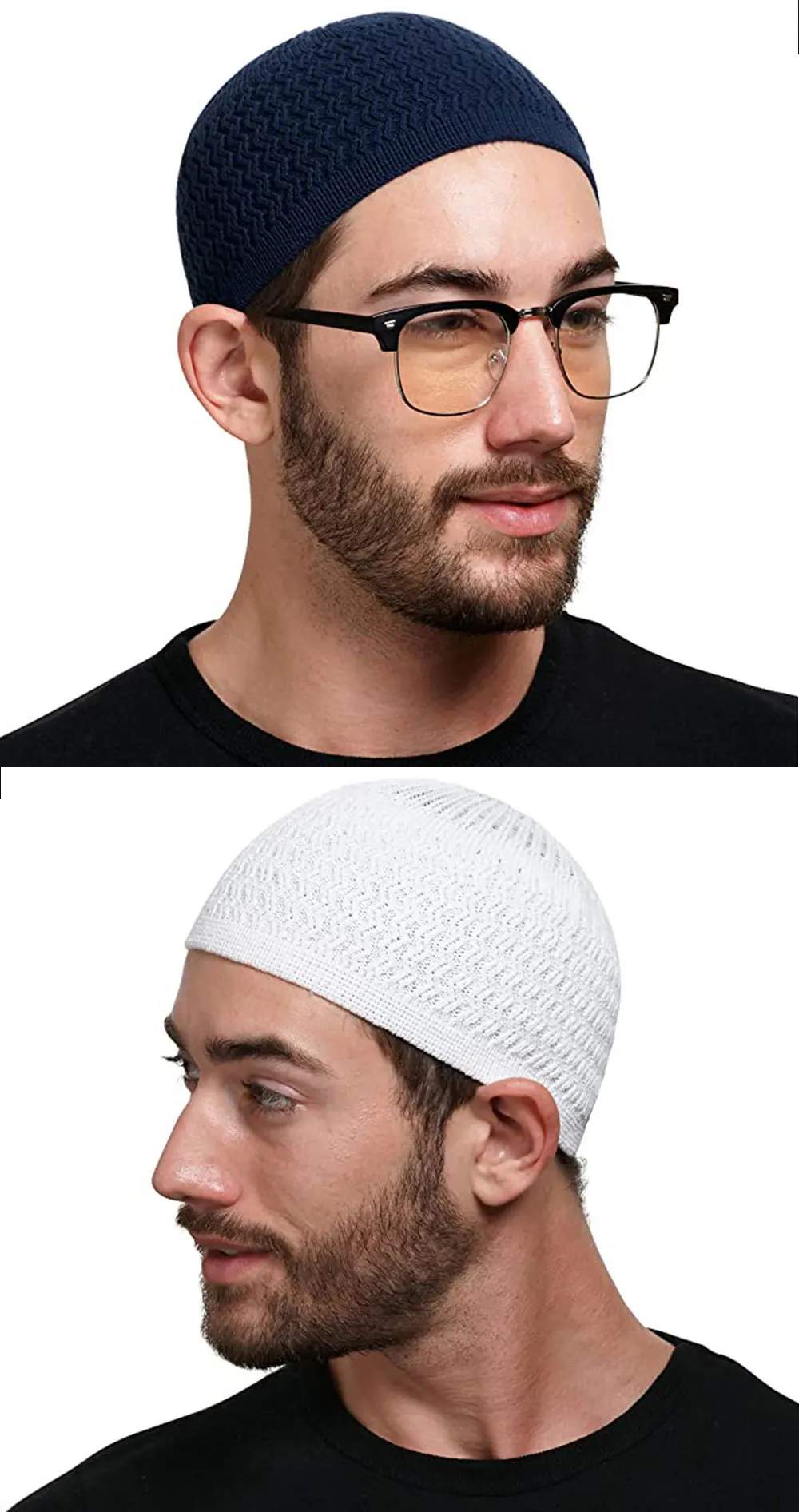 Winter Knitted Muslim Men Prayer Hats Warm Male Beanies Cap Islamic Ramadan Jewish Kippah Homme Hat Men's Wrap Head  Cap