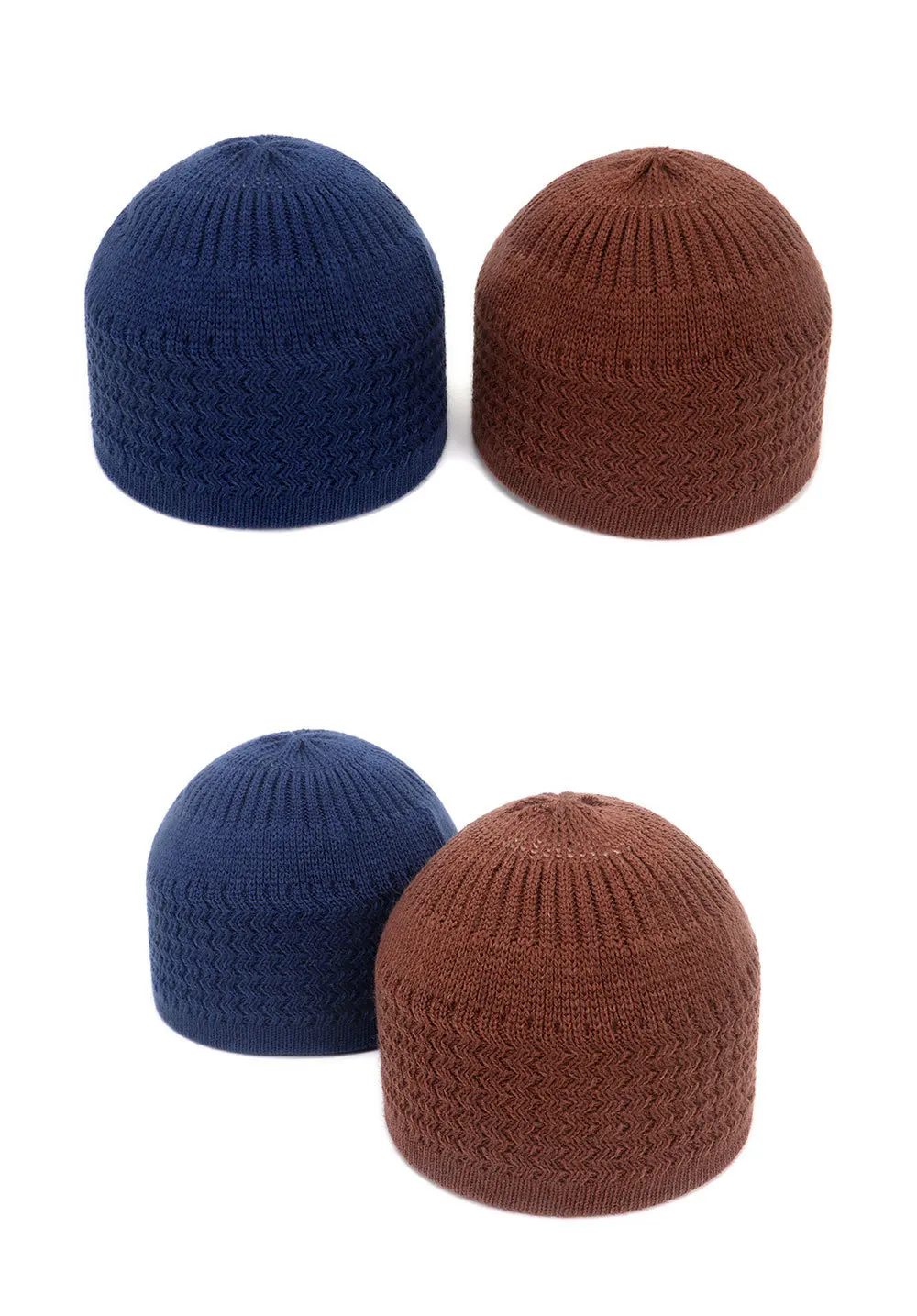 Winter Knitted Muslim Men Prayer Hats Warm Male Beanies Cap Islamic Ramadan Jewish Kippah Homme Hat Men's Wrap Head  Cap