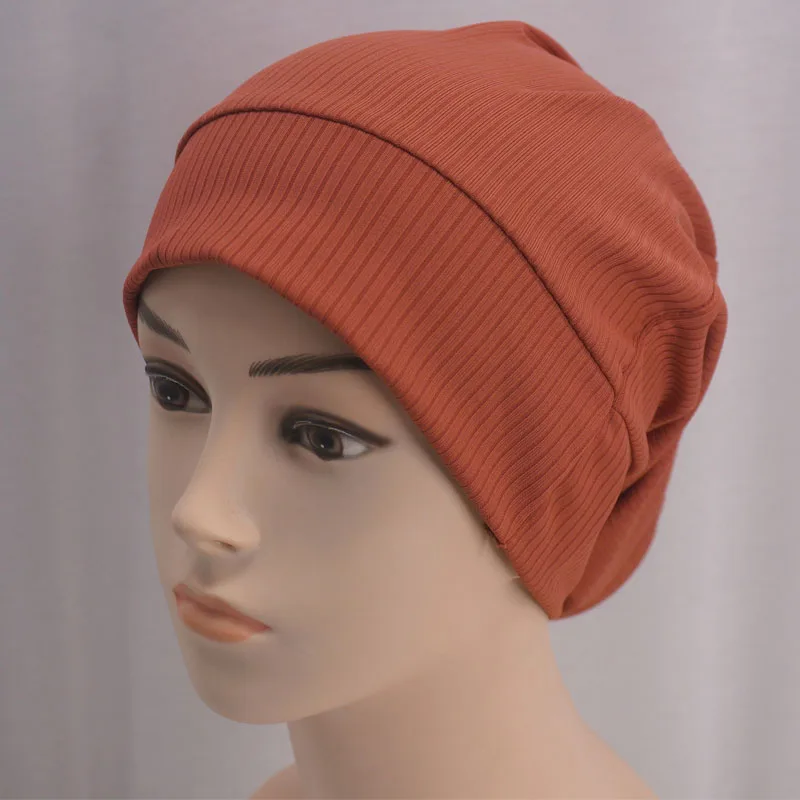 2022 Muslim Women Ribbed Inner Hijab Caps Islamic Tube Underscarf Bonnet Stretch Headband Turban Musulman Femme Head Wraps