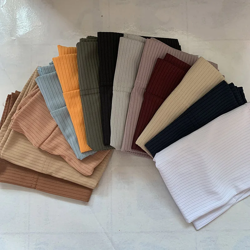 2022 Muslim Women Ribbed Inner Hijab Caps Islamic Tube Underscarf Bonnet Stretch Headband Turban Musulman Femme Head Wraps