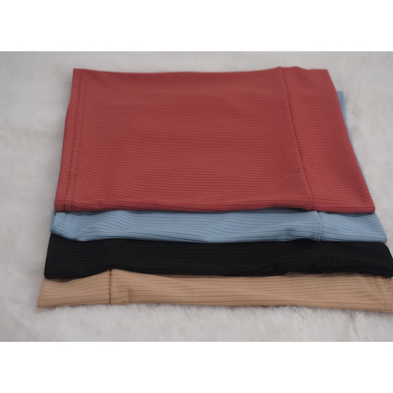 2022 Muslim Women Ribbed Inner Hijab Caps Islamic Tube Underscarf Bonnet Stretch Headband Turban Musulman Femme Head Wraps