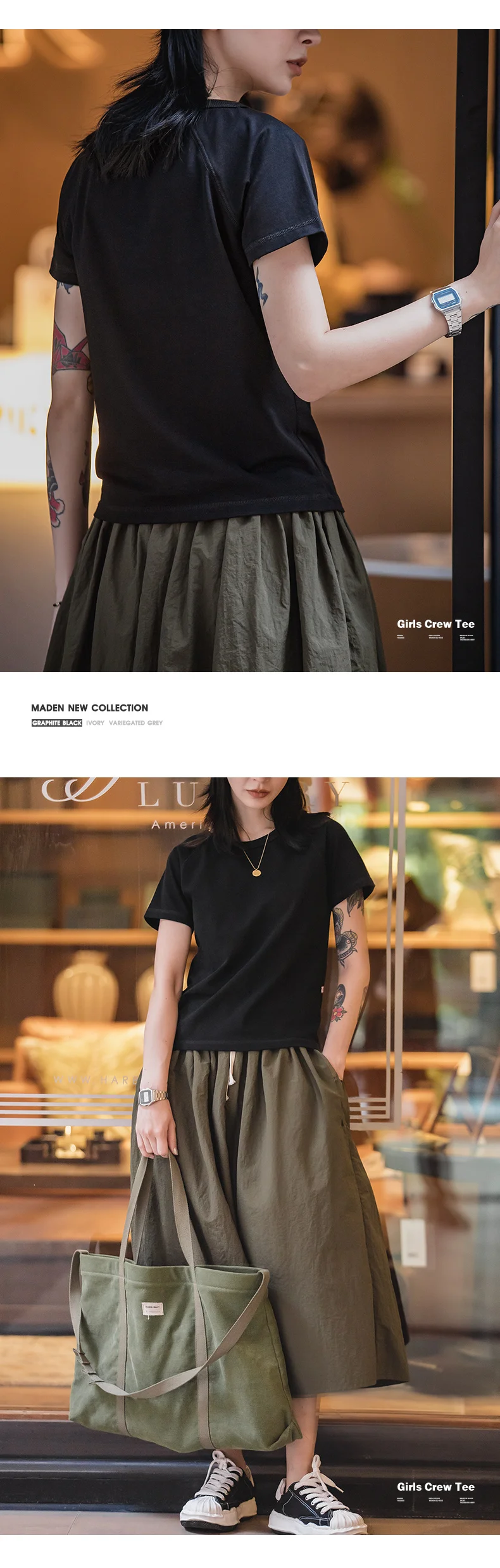 Maden Women’s 100% Cotton Crewneck Short-Sleeve T-Shirt Soft Breathable Basic Tee for Daily Wear All-Season Layering