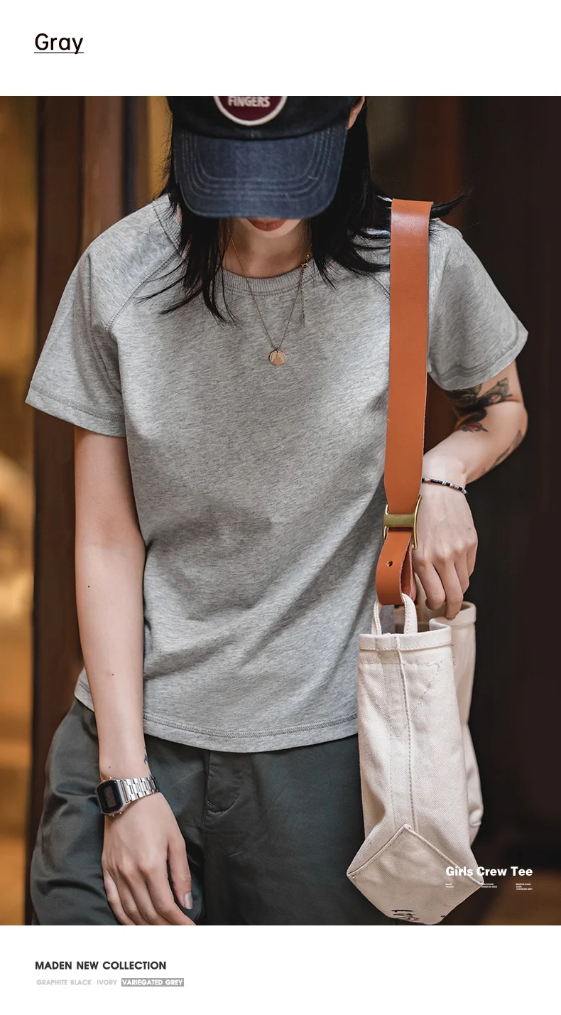 Maden Women’s 100% Cotton Crewneck Short-Sleeve T-Shirt Soft Breathable Basic Tee for Daily Wear All-Season Layering