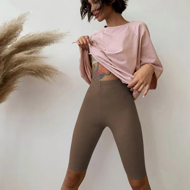 Hirsionsan Summer Cotton Loose Sets Women 2023 Oversized Two Pieces T Shirts and High Waist Knitted Shorts Outfits Tracksuit