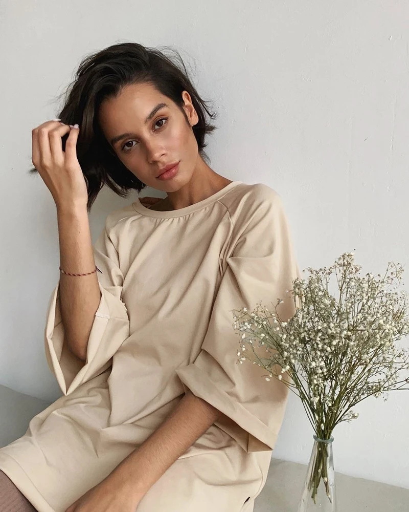 Hirsionsan Summer Cotton Loose Sets Women 2023 Oversized Two Pieces T Shirts and High Waist Knitted Shorts Outfits Tracksuit