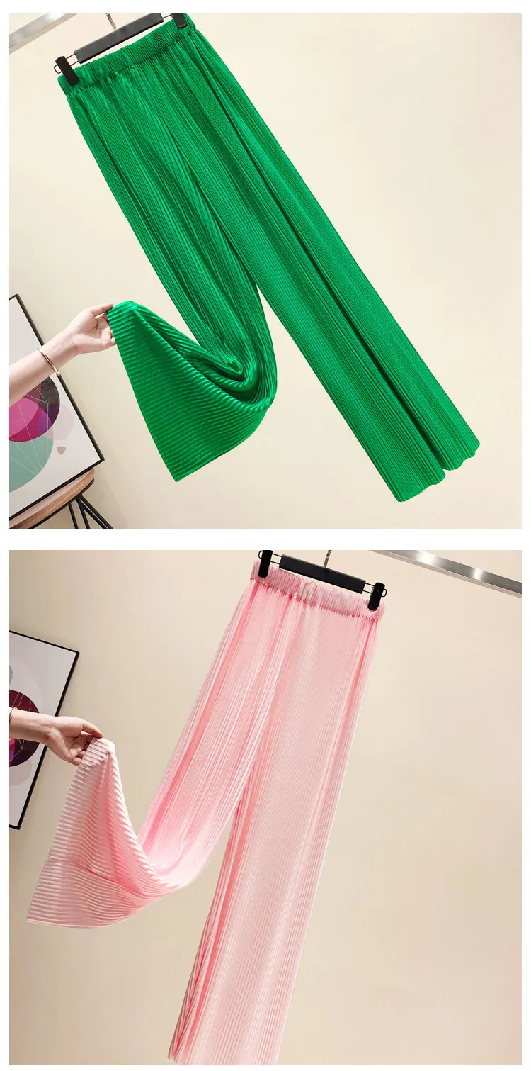 Pants Women 2026 Spring Summer Wide Leg Pants Loose Palazzo Pants Fashion Bohemian Pleated Trousers Ropa Coreana Pantalones