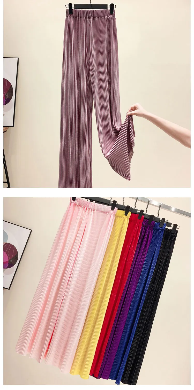 Pants Women 2026 Spring Summer Wide Leg Pants Loose Palazzo Pants Fashion Bohemian Pleated Trousers Ropa Coreana Pantalones