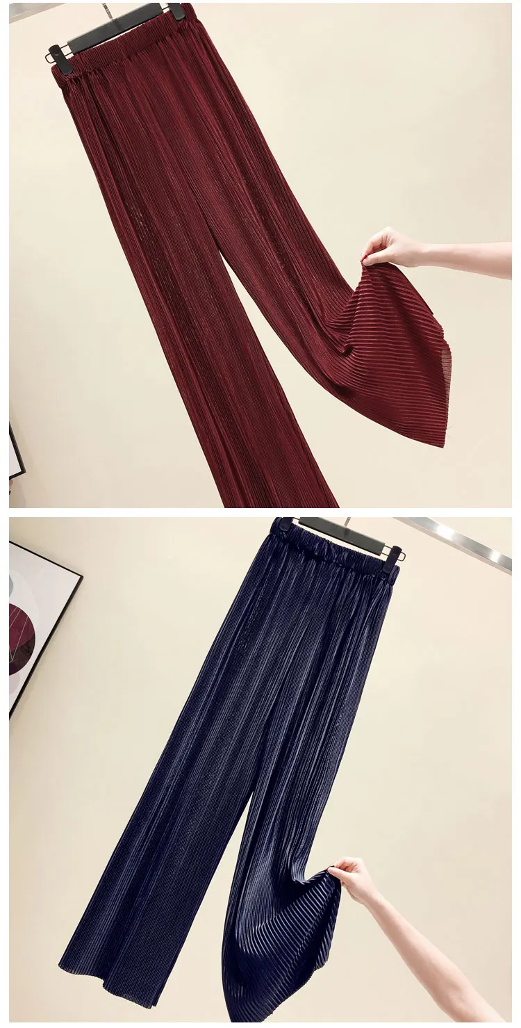 Pants Women 2026 Spring Summer Wide Leg Pants Loose Palazzo Pants Fashion Bohemian Pleated Trousers Ropa Coreana Pantalones