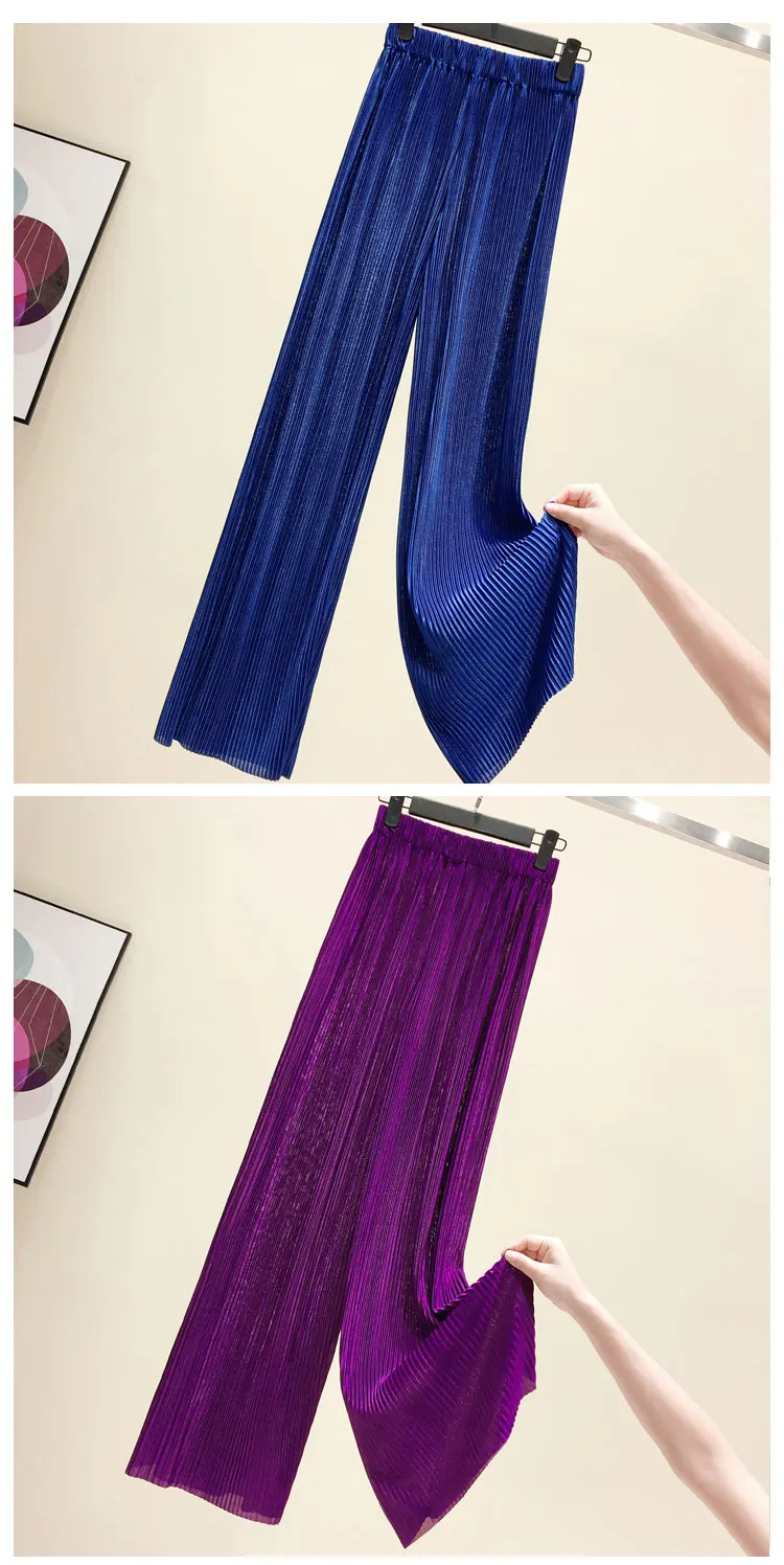 Pants Women 2026 Spring Summer Wide Leg Pants Loose Palazzo Pants Fashion Bohemian Pleated Trousers Ropa Coreana Pantalones
