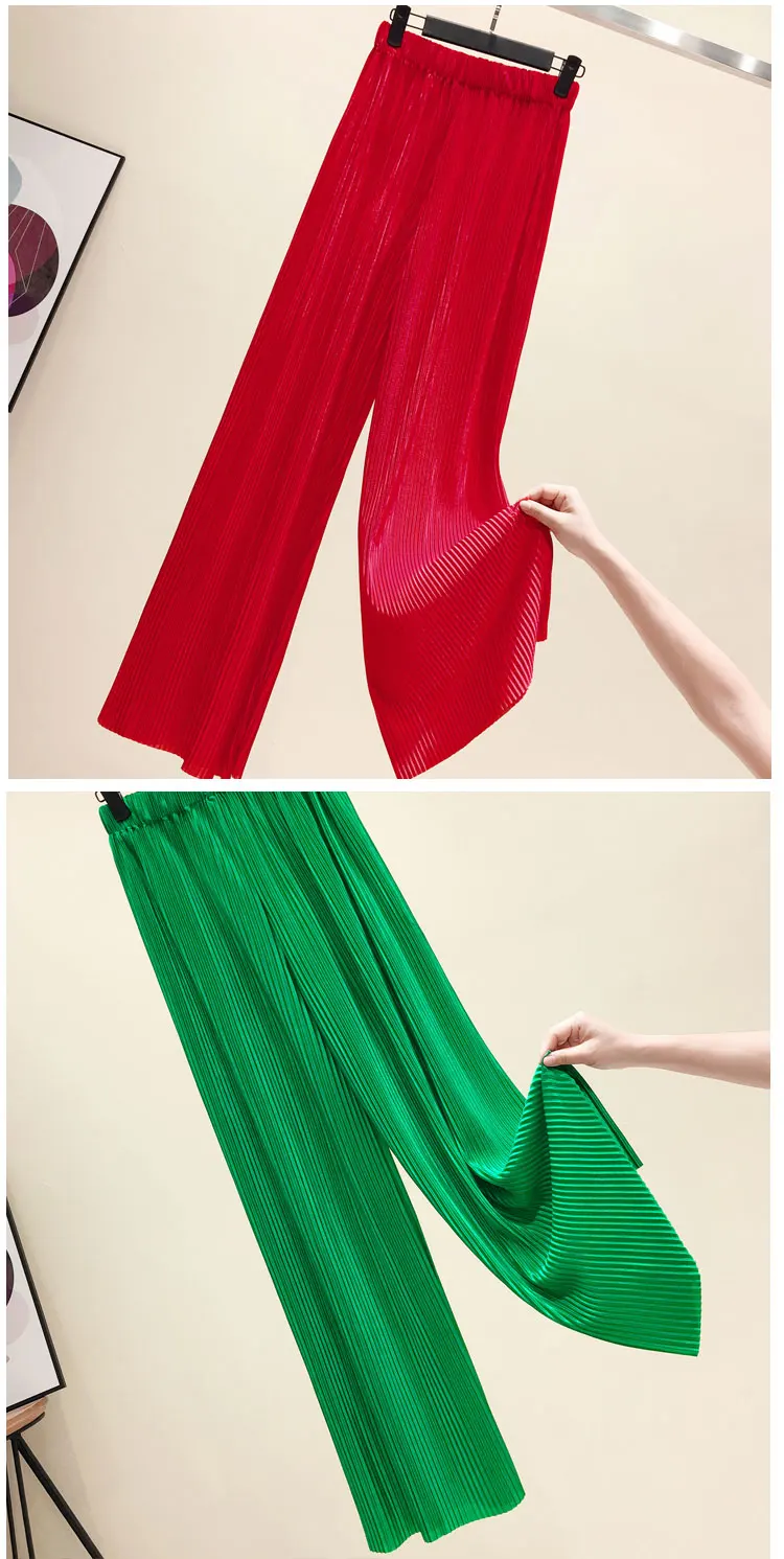 Pants Women 2026 Spring Summer Wide Leg Pants Loose Palazzo Pants Fashion Bohemian Pleated Trousers Ropa Coreana Pantalones