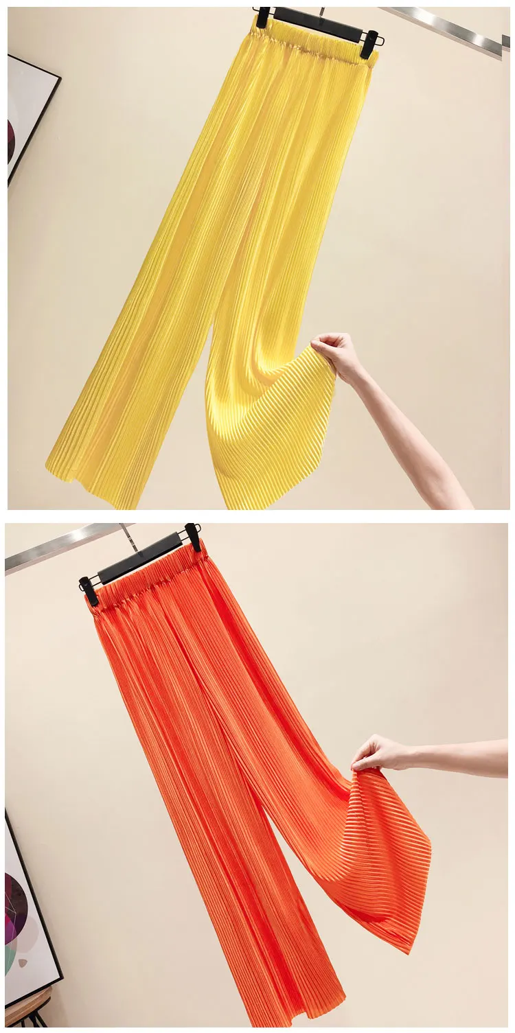 Pants Women 2026 Spring Summer Wide Leg Pants Loose Palazzo Pants Fashion Bohemian Pleated Trousers Ropa Coreana Pantalones