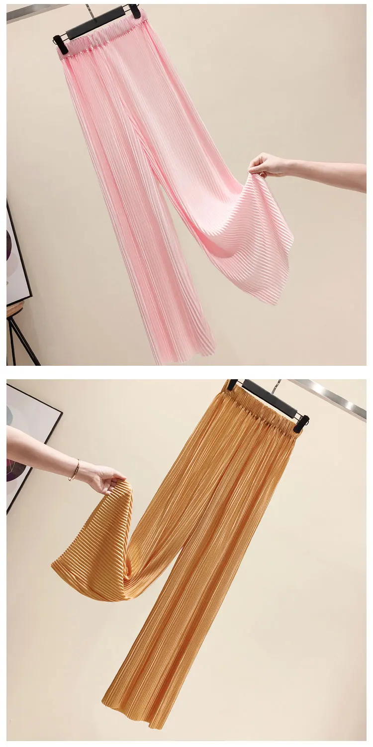 Pants Women 2026 Spring Summer Wide Leg Pants Loose Palazzo Pants Fashion Bohemian Pleated Trousers Ropa Coreana Pantalones