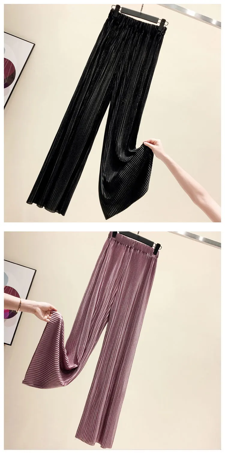 Pants Women 2026 Spring Summer Wide Leg Pants Loose Palazzo Pants Fashion Bohemian Pleated Trousers Ropa Coreana Pantalones
