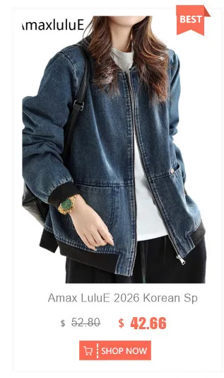 Amax LuluE 2026 Chinese Fashion Womens Loose Luxury Printed Denim Jackets Ladies Classic Casual Vintage Floral Oversized Coats