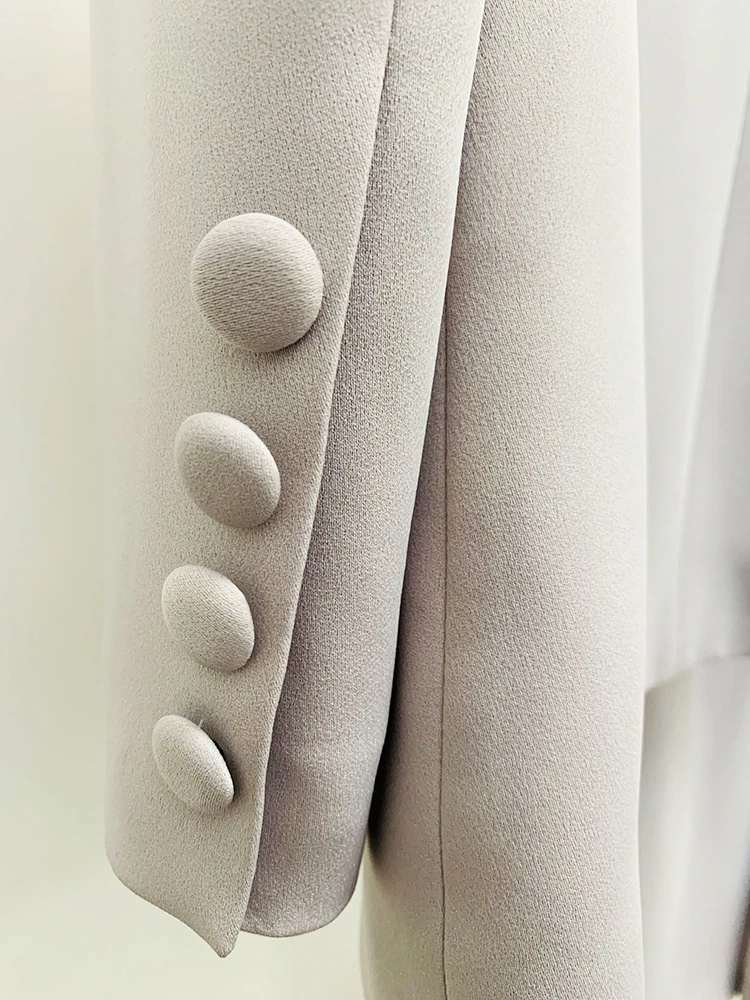 HIGH STREET Newest 2026 S/S Runway Designer Suit Set Women's Career Fashion Single Button Color Block Blazer Wide Pants Suit