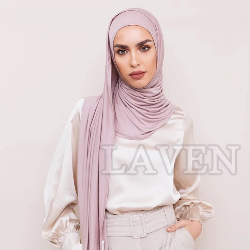 Cotton Jersey Instant Hijab Scarf Muslim Fashion Plain Wraps Soft Women's Head Hood Scarf Elasticity Shawls Underscarf Headscarf
