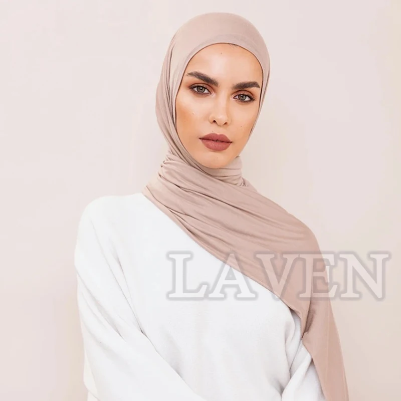 Cotton Jersey Instant Hijab Scarf Muslim Fashion Plain Wraps Soft Women's Head Hood Scarf Elasticity Shawls Underscarf Headscarf