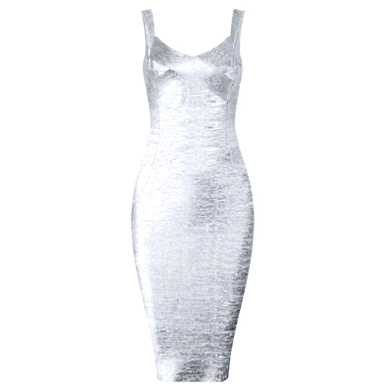 High Quality New Slip Gold Print Rayon Bandage Dress Foiling Sexy Celebrity Bodycon Cocktail Party Dress