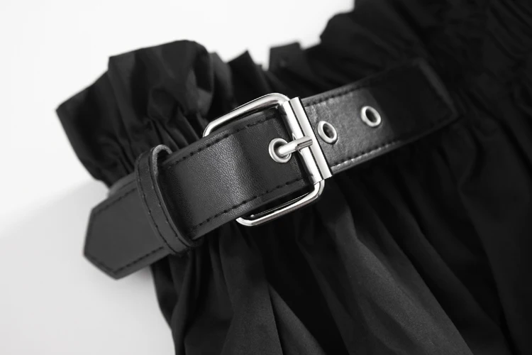 CHEERART Desinger High Waisted Skirts Womens 2021 Fall Fashion Drawstring Ruched Long Midi Goth Skirt With Leather Belt Clothing