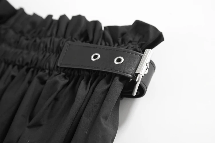 CHEERART Desinger High Waisted Skirts Womens 2021 Fall Fashion Drawstring Ruched Long Midi Goth Skirt With Leather Belt Clothing