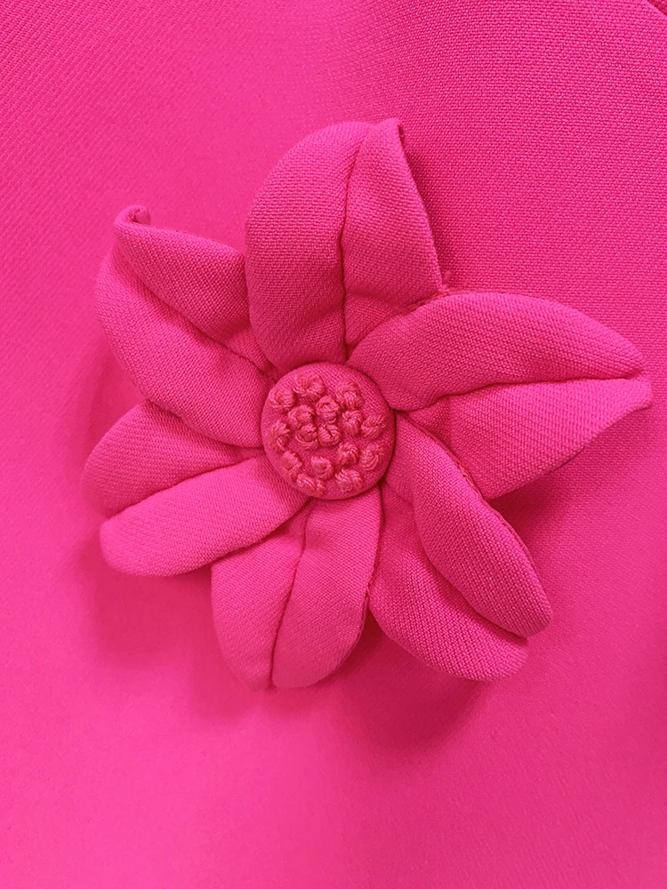 HIGH STREET Newest 2026 Designer Fashion Women's Short Sleeve Handmade 3D Flowers Appliques Elegant Dress