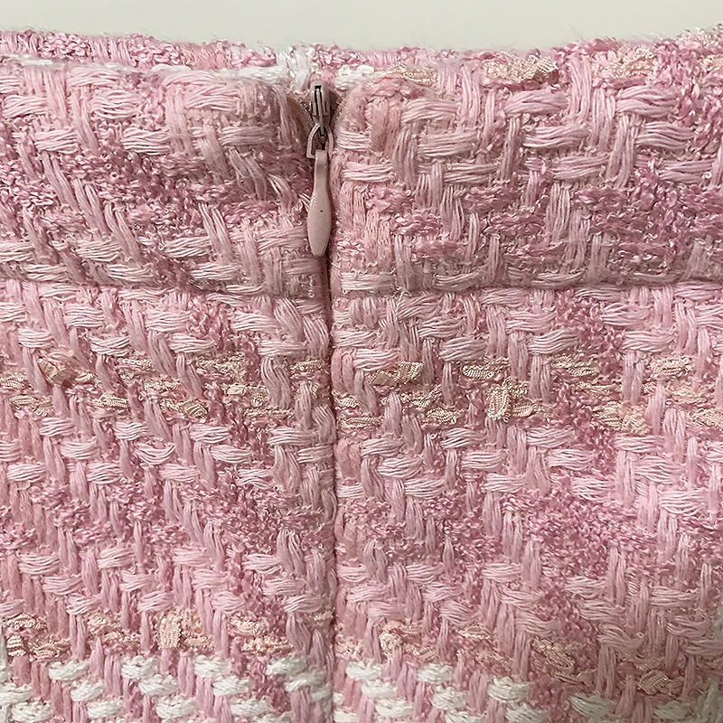 HIGH STREET Newest Fashion 2026 Designer Pink Skirts Women's Sweet Wool Blends Colors Woven Plaid Tweed Skirt