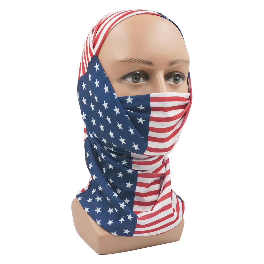 Flag of United States Bandana Neck Gaiter Unisex USA America Flag Pattern Headscarf Hiking Headband Cycling Face Cover Balaclava