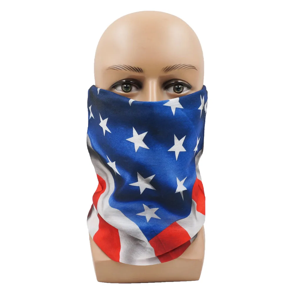 Flag of United States Bandana Neck Gaiter Unisex USA America Flag Pattern Headscarf Hiking Headband Cycling Face Cover Balaclava