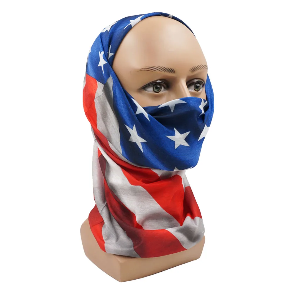Flag of United States Bandana Neck Gaiter Unisex USA America Flag Pattern Headscarf Hiking Headband Cycling Face Cover Balaclava