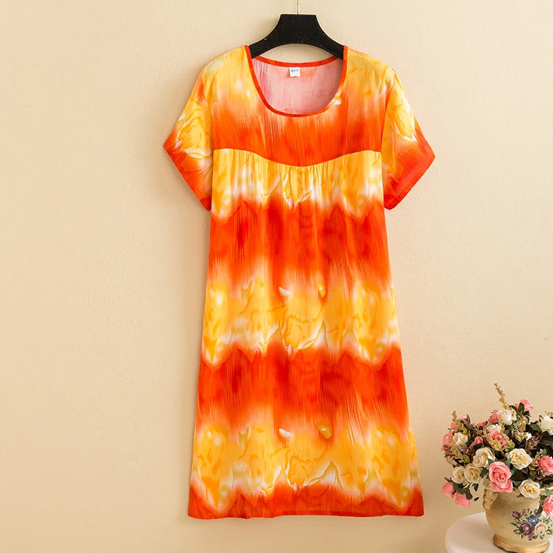 New 2026 Casual Vintage Summer Dress For Women Print Flowers Short Sleeve O-neck Dresses printing Ladies Party Dress