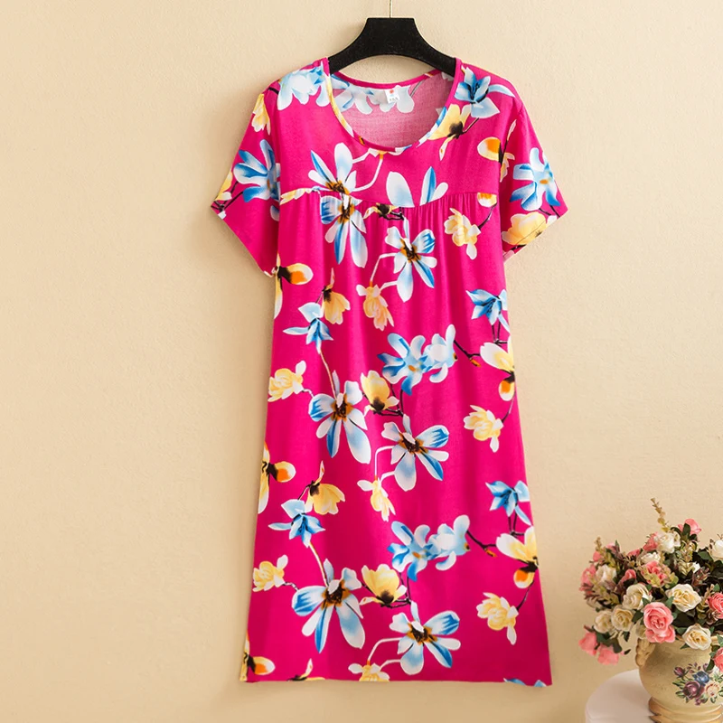 New 2026 Casual Vintage Summer Dress For Women Print Flowers Short Sleeve O-neck Dresses printing Ladies Party Dress