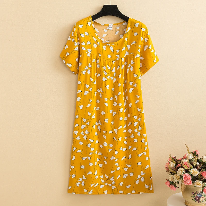New 2026 Casual Vintage Summer Dress For Women Print Flowers Short Sleeve O-neck Dresses printing Ladies Party Dress