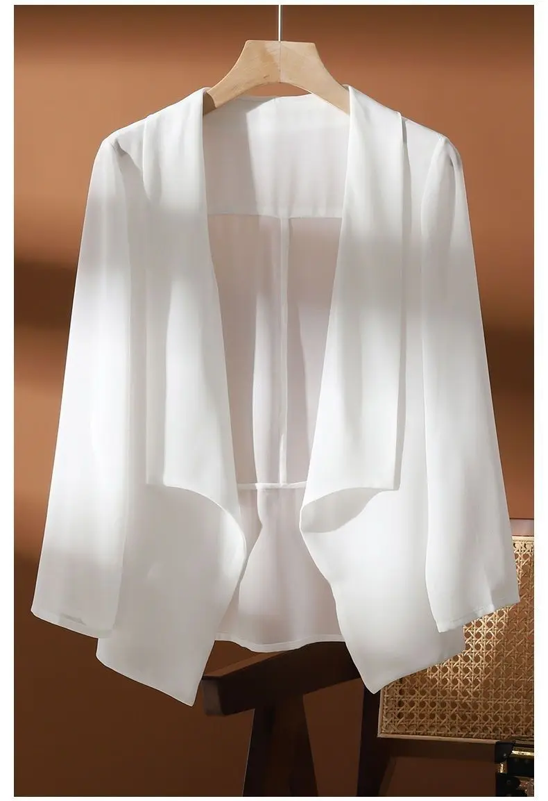 New Summer 2025 Women Sun Protection Capes Loose Shawl Thin Chiffon Kimono Jacket Women Sunscreen Beach Cardigan Bikini Coverup