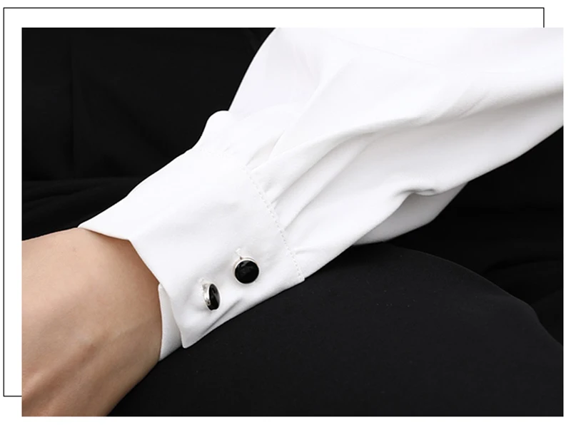 CJFHJE OL Style Formal Women Shirts White Turn-Down Collar Tops Elegant Workwear Female Blouse Single-Breasted Long Sleeve Shirt